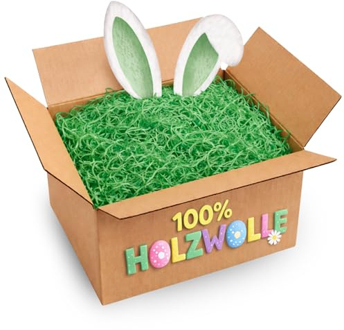 Doubleyou Geovlies & Baustoffe Påskgräs grönt eller naturligt för påskboet träull påskägg, dekorativt gräs (5 kg, grön)