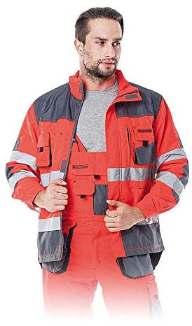 Leber & Hollman Herren Schutzjacke LH-FMN-J, 100% Polyester 270 g/m2, Hochkragen, Reißverschluss und Klettverschlüsse, verlängerte Rückenpartie, Lüftung