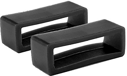2 x 24mm Black Rubber PVC Watch Strap Keeper Retaining Hoop Loop Ring Retainer Holder
