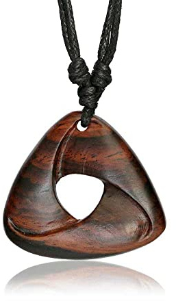 viva-adorno Halskette Holzanhänger geschnitzt Tribal Dreieck Baumwollband Surfer Kette Länge verstellbar HK34.D3