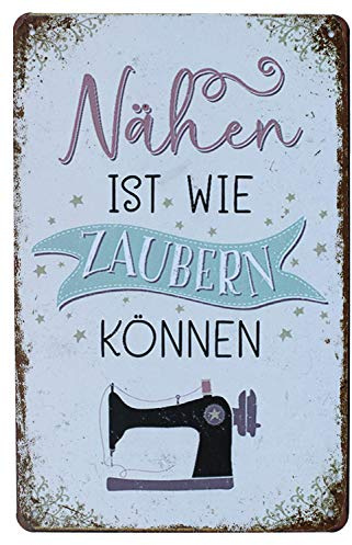 Hioni Nähen IST WIE Zaubern KÖNNEN Vintage Blechschild Poster Wandschild Wand Dekoration Metallschild Türschild