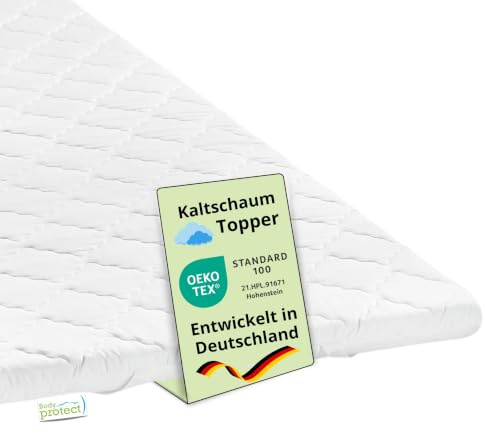Bodyprotect Matratzentopper 80x200cm, 6 cm hoch, Matratze Kaltschaum | Mattress Topper, Matratzenauflage 80 x 200 cm, Höhe 6cm, Made in EU, OEKO-TEX, Waschbar bis 60 Grad
