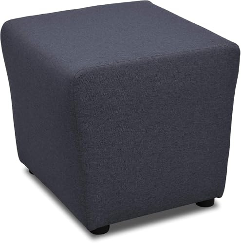 DOMO. collection Polsterhocker Bob, Sitzhocker, Sitzwürfel, Fußhocker, 46 x 46 x 43 cm (BxTxH), Webstoff in blau | Hocker als vielseitiger Sitz- und Fußhocker für Wohnbereich und Lounge, 46 x 46 x 43 cm (BxTxH)