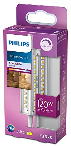 Philips - Bombilla LED 120W R7S 118mm luz blanca fría, regulable, Blanco Frío