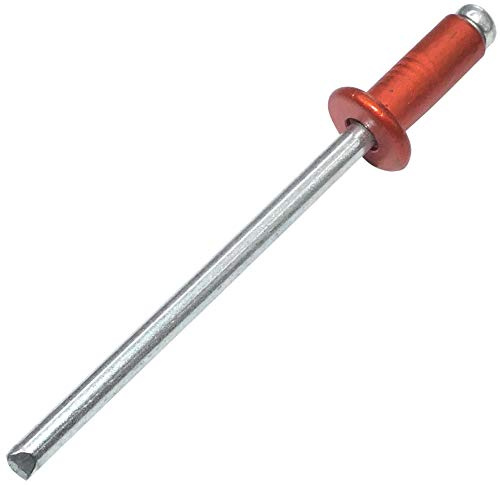AERZETIX - Set di 50 rivetti ciechi standard Ø4x10mm colore rosso fuoco RAL 3000 - DIN 7337 - rivetto pop a rottura stelo -in acciaio/alluminio - C48069