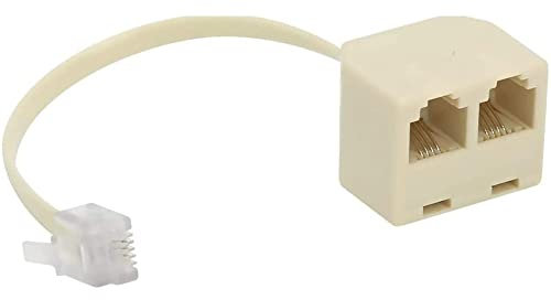 CABLEPELADO Biforcatore telefonico 6P4C RJ11 maschio a doppio RJ11 | Adattatore cablato - Beige