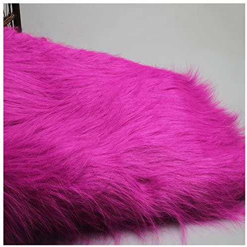 ZhHOME Flauschige Einfarbig Kunstpelzs Kunstfell Fellimitat Stoff 10cm Lange Flor 170x50cm Weich Plüschstoff für Kostüme, Dekorieren Basteln, Spielzeug(Color:rosarot)