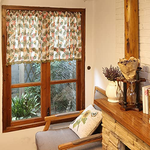 V3VOGUE Verdunkelungs Vorhänge Für Kleine Fenster, Kurze Vorhänge Für Küche, Café, Schlafzimmer, Badezimmer, Schrank, Bistro Gardinen, Waschbare Baumwolle Schiebevorhänge, 1 Stück