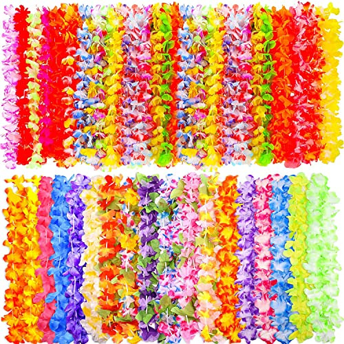 Hutato 36 guirnaldas de flores hawaianas, collar floral hawaiano Leis Hula Dance Luau, decoraciones de fiesta tropicales para adultos y niños, Aloha Tiki Beach Jungle Lays Summer Party