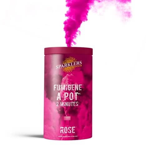 Sparklers Club Fumigène Pot Rose 2 Minutes Allumage Mèche Sol T1 | Durée 120 Secondes, Fumée Rose Dense, Allumage à Mèche, Catégorie T1, Usage Extérieur, Pot Stable au Sol