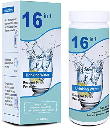 Kit de test 16 en 1 pour eau potable - Haute sensibilité - Détecte le pH, la dureté du chlore, du plomb, du fer, du cuivre, du nitrate - Kits de test d'eau potable
