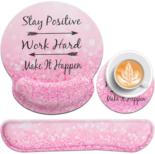 3-in-1 Mousepad Set, Handballenauflage + Tastatur Gelkissen +Untersetzer | AcezeekMauspad mit Gelkissen,Cup Pad,Ergonomisches Mauspad,Wrist Rest mit Memory Foam,Linderung von Handgelenkschmerzen,für S