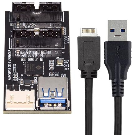 chenyang USB 3.1 Tipo E 1 a 2 USB 3.0 19/20Pin HUB Moltiplicatore PCBA Adattatore con cavo di alimentazione SATA