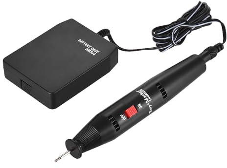 Tragbarer elektrischer Gravierstift, leichtes Drehwerkzeug mit Diamantspitze und Mini-Batteriegehäuse für Schmuck, Holz, Glas, Stein, Keramik – Schwarz