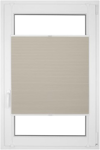 RENA Wabenplissee Thermo Plissee ohne Bohren Verdunklungsplissee Blickdicht Fenster Balkonfenster Balkontür Verdunkelung Sonnenschutz Innen Sichtschutz Hitzeschutz Tan 130x140 cm