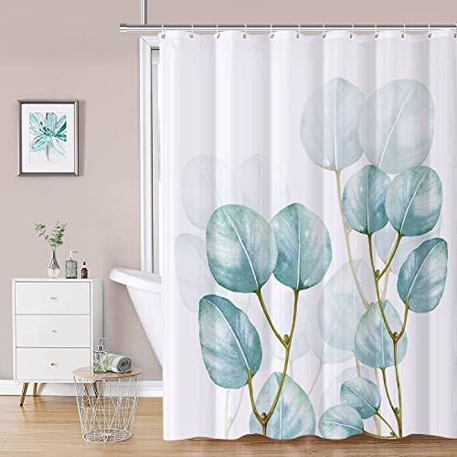 REZAYMRS Leaf Duschvorhänge mit 12 Haken, Polyster 180x200cm Wasserdicht Duschvorhang für Badezimmer, Beschwerter Saum, Badewannen Hotelvorhang, Maschinenwaschbar, Schnell Trocknend