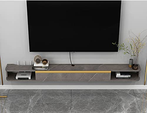 Schwebender TV-Ständer, grau, 140 cm, Multimedia-Aufbewahrungsregal aus Holz für Blu-Ray-Player, Satelliten-TV-Box, Kabelbox, offenes Regal, platzsparende Organisationslösung