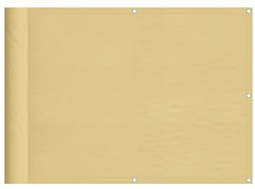 vidaXL Balkon Sichtschutz, Balkonbespannung mit Aluminium-Ösen, Balkonverkleidung Wasserfest, Balkonabdeckung Windschutz, Sandfarben 75x1000cm 100% Polyester-Oxford