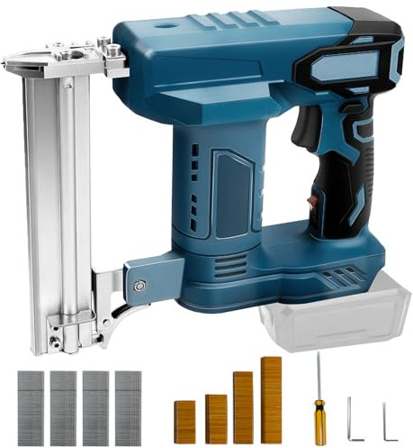 Akku Tacker Nagelpistole Kompatibel mit Makita 18V Lithium-Akku, 100W Elektro Tacker Elektrotacker für Holz mit 500 Nägel und 500 Tackerklammer