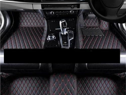SKINII Automatte Fußmatte Auto Matten Für Volvo C30 2006-2013 Auto Innen Teile Teppich Anti Schmutz Pad Langlebig Luxus Leder Matte Boden Teppich Auto Zubehör Gummifußmatten(Schwarz Rot,RHD)