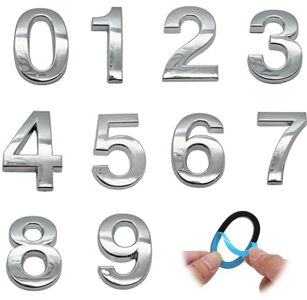 NanTun 3D Silver House Numbers Mailbox Numbers 0-9 Self-Adhesive 2 Inch Stickers for Doors and Mailboxes Hotel Room Apartment Office Cars Trucks