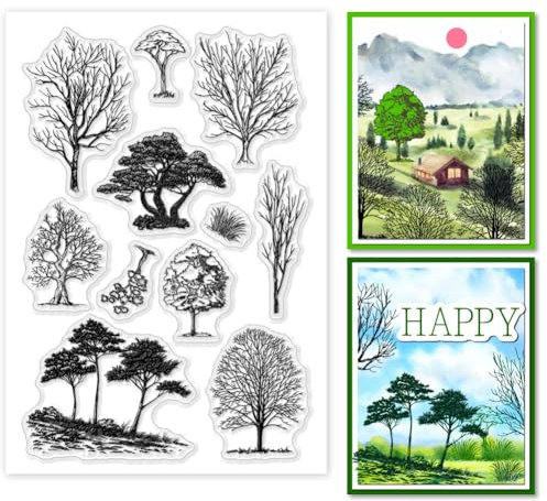PH PandaHall Tree Transparente Stempel Zur Kartengestaltung Silikonstempel Mit Verwelktem Baum Pflanze Transparent Siegelstempel Gummistempel Für Tagebuch Dekoration Karte