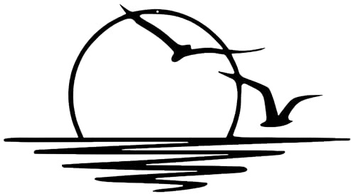 Sun Metall-Wandkunst, abstrakter Sonnenuntergang mit Möwen, Metall-Wanddekoration, minimalistischer Sonnenaufgang, Linienkunst für Wohnzimmer, Küche, Badezimmer, drinnen und draußen