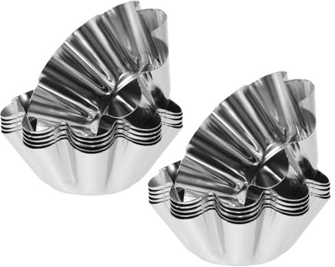 PHENOFICE 12pcs Stainless Steel Muffin Pans Non-Stick Chrysanthemum Cake Molds for Family Gatherings and DIY Baking Projects