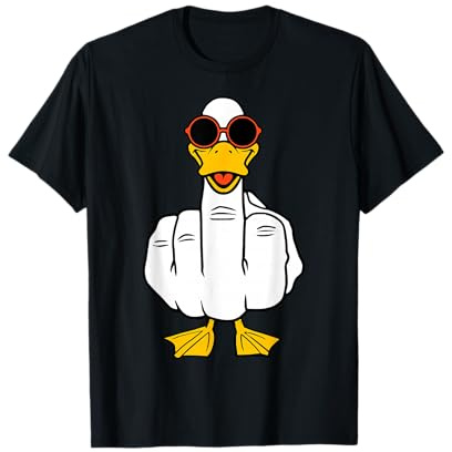 Dedo Medio Divertido Pato Inapropiado Rude Antisocial Camiseta