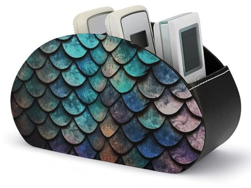 3D-Halterung mit magischem Drachen-Schuppen-Muster, Fernbedienungshalter mit 5 Fächern, Leder, TV-Fernbedienung, Aufbewahrungsbox, Desktop-Organizer für