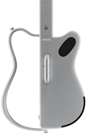 LAVA GENIE Saitenlose Smart Gitarre, ohne Saiten, Hunderte von Instrumenten-Presets, eingebauter Lautsprecher, faltbar, abnehmbar, weiß, 30,5 Zoll.