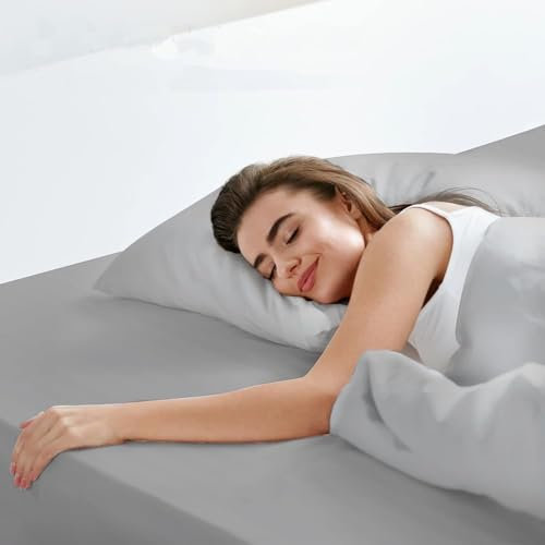 LuxClub Bettlaken 180x200cm, Gebürstete Polyester-Mikrofaser Spannbetttücher, Bequemes Strapazierfähiges Spannleintuch, 30cm Tiefe Tasche Matratzenbezug, Hellgrau