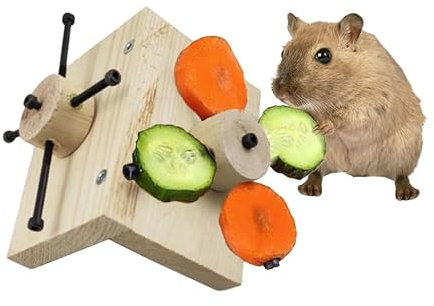 Mouse Rat Enrichment Toys, Rat Foraging Toy, Rat Toys for Pet Rats in Cage, Guinea Pig Treats Feeder, Food Dispenser for Rodents Mouse Syrian Hamster Gerbil Bunny, Puzzle Accessories (S, Wood)