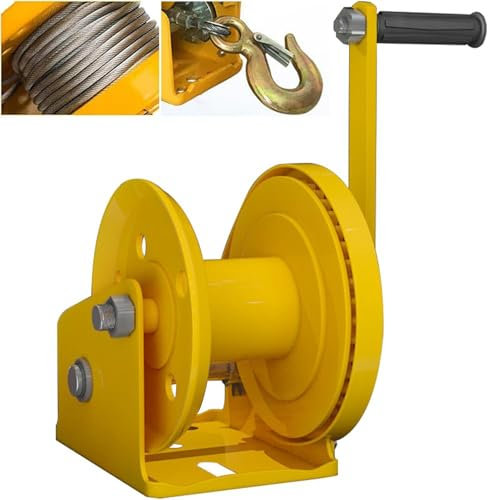 HMLSYZX Treuil Manuel de 1 200 LB, Treuil Manuel à Engrenages pour Remorque de Bateau, Outils de Levage de Câble Métallique, Treuil Manuel Portable pour Grue Domestique