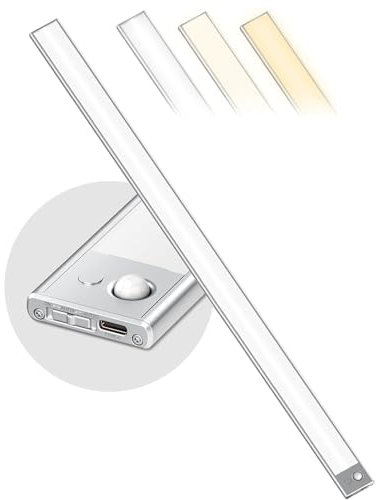 80CM Unterbauleuchte Küche LED Dimmbar, 296 LEDs Schrankbeleuchtung mit Bewegungsmelder, 6600mAh wiederaufladbar Beleuchtung LED leiste, 3 Farbmodi magnetische Led Leiste für Schrank,Kleiderschrank