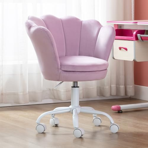 chairus Sedia Scrivania Cameretta Sedie da Scrivania per Bambini in Velluto Poltrocina Girevole Regolabile in Altezza Sedia da Studio per Cameretta, Viola