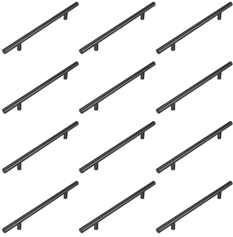 Stormshopping 12PACK Kitchen Door Handles 160mm Black Kitchen Cupboard Handles Black Cupboard Pulls Drawer Pulls for Cabinet Wardrobe Bathroom Stainless Steel