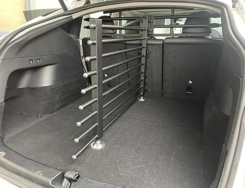 HAMPHI Lastgaller för Tesla Model Y Juniper 2025+, 2021-2024, Svart Matt Stål, med Avdelare/divider. Hundgaller, Transportgaller (Lastgaller + fördelare)