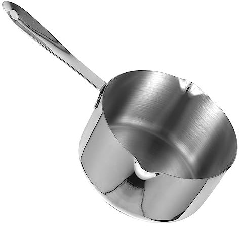 FUNNETOYU Padella Antiaderente Piccola in Acciaio 14cm Beccuccio Versatore, Manico Ergonomico Resistente Al Calore, Padella Multiuso Per Cucina e Colazione