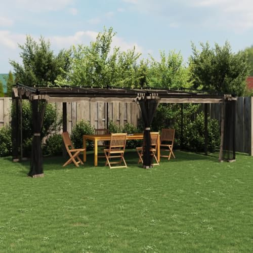 Générique Tonnelle avec parois en Filet Taupe 6x3 m Acier,Maison & Jardin,Pelouses & Jardins,Vie en extérieur,Structures extérieures,Auvents & abris,Taupe,45.32 KG,4003916