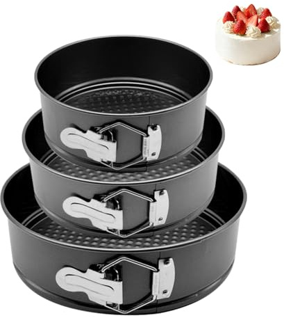 EUBSWA Stampo a cerniera rotondo 18/20/22 cm – 3 pezzi Stampo per torte con rivestimento antiaderente per stampo da forno, stampi da forno, stampo per torte, stampi per torte