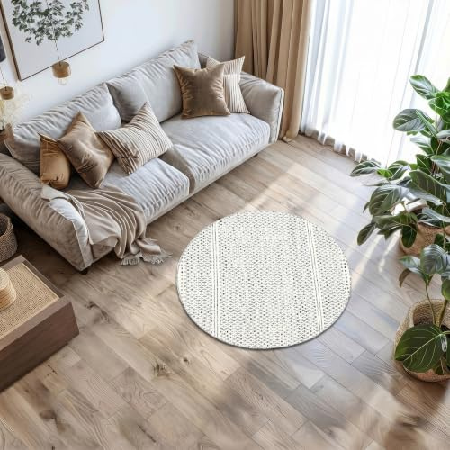 MY-RUG Teppich rund [150cm] Teppich Wohnzimmer | handgewebt aus Schurwolle