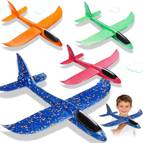 37cm Glider Planes for Kids 4PCS Foam Plane Toys, Polystyrene Airplane | for Kids, Garden Outdoor Games Toys, Family Outdoor Sport for 3 4 5 6 7 Year Old Boys Girls Birthday Gifts, 14.57 Inch