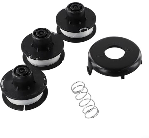 Niceminiwall Set di bobine di ricambio con filo da 9,1 m per tagliabordi elettrici Toro 51256 51301-51465 e 10-15, include 3 bobine, coperchio e molla, diametro 0,2 cm,