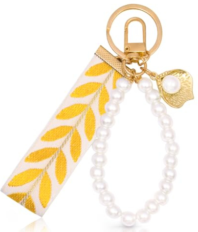 Porte-clés Perles pour Femmes,Porte-Clés Avec Lanière Courte,Élégant porte-clés esthétique,Porte Clef pour Cles, Sac, Portefeuille