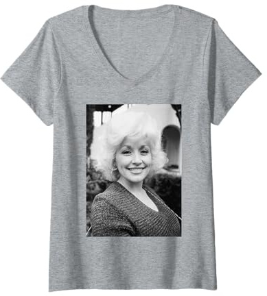 Femme Chanteuse Country et Western Dolly Parton 1980 T-Shirt avec Col en V