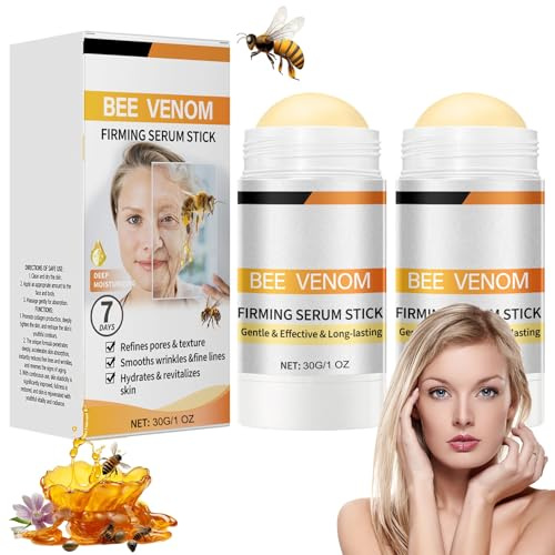 2PCS Bee Venom Firming Serum Stick, Anti-Ageing Facial Lifting Balm, Moisturising & Nourishing Skin Repair, Reduces Wrinkles & Sagging, Improves Skin Elasticity for Face Neck (30g)