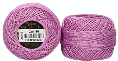 Anchor 4591008-00096 Stickgarne, 100% Baumwolle, phlox, Stärke 8, 82m, 16 Gramm