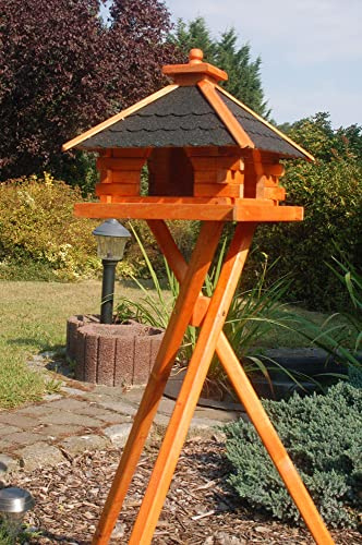 Deko-Shop-Hannusch XXL Futterhaus Vogelhaus mit Bitumenschindeln versch. Dachfarben wählbar mit oder ohne Vogelhausständer V20, Variante:V20 bitum dunkel XXL Solar