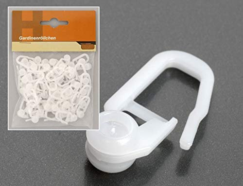 HOPEG 50 Gardinenröllchen Rollhalken Rollringe Gardinenhaken weiß